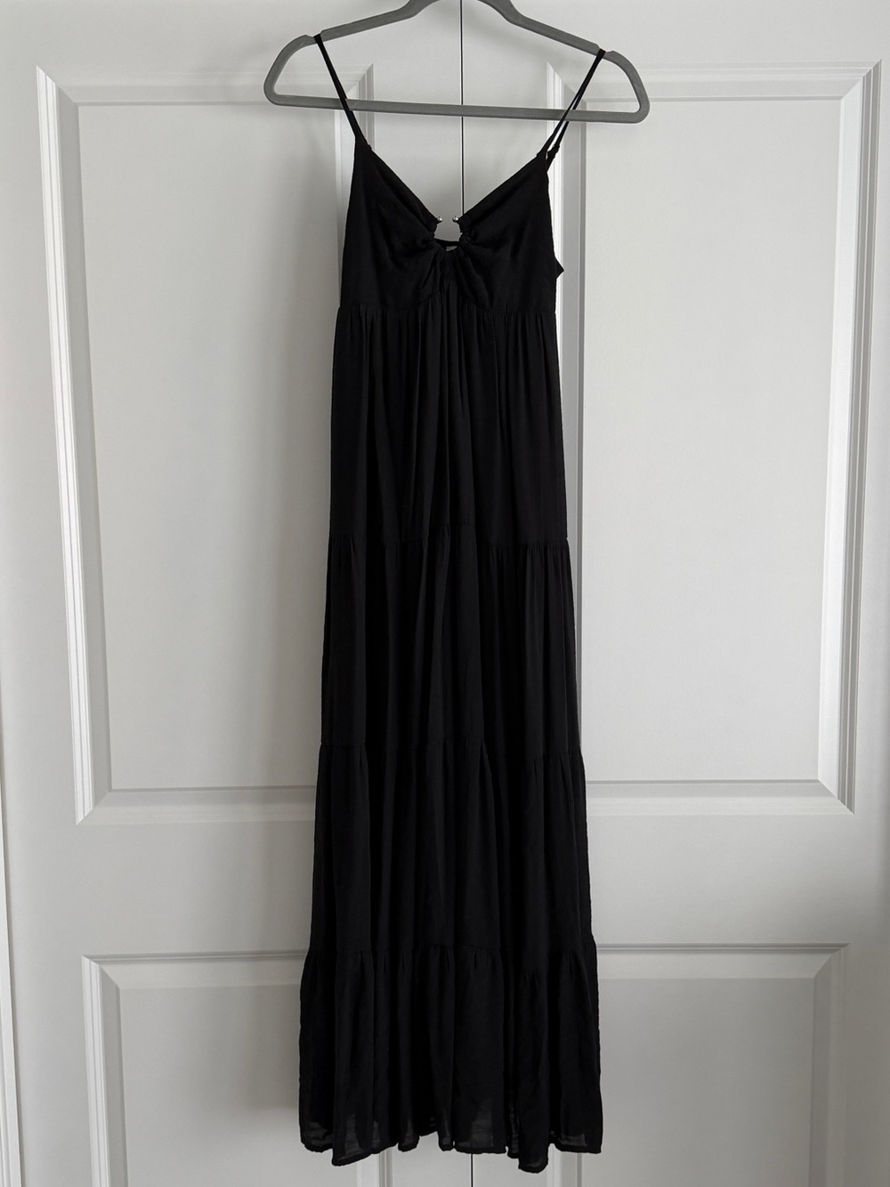 Black Maxi Dress with Front Ring Accent